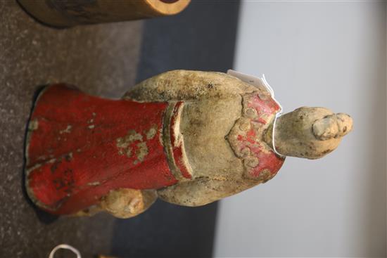 A Chinese polychrome marble figure of Xi Wangmu, 17th/18th century, H. 30.5cm